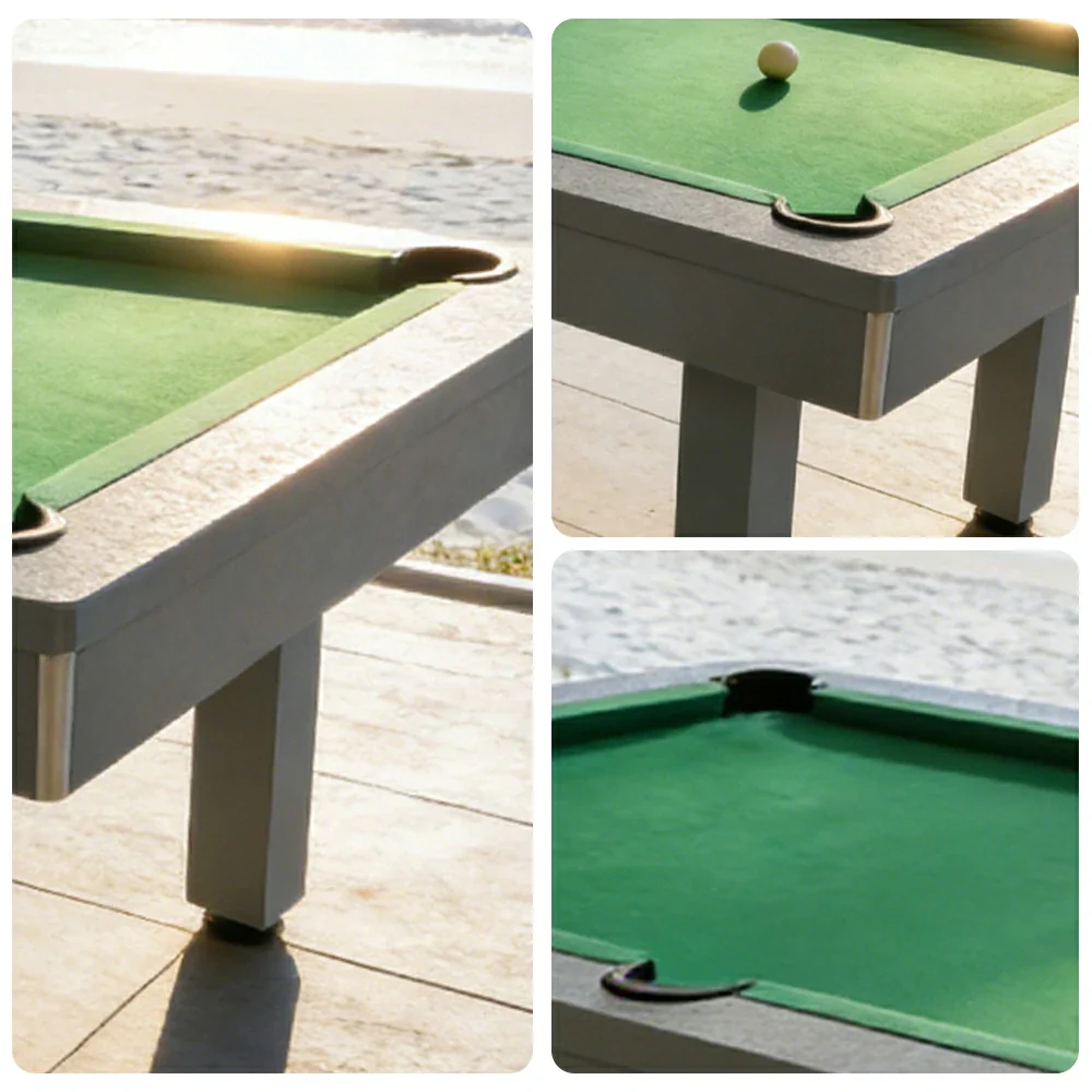 CUETIQ 7FT Outdoor Pool Table - Straight Leg Design Metal Frame Waterproof Billiard Table for Backyard Patio Games - Grey & Green - Image 3
