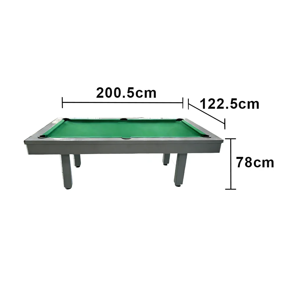 CUETIQ 7FT Outdoor Pool Table - Straight Leg Design Metal Frame Waterproof Billiard Table for Backyard Patio Games - Grey & Green - Image 5