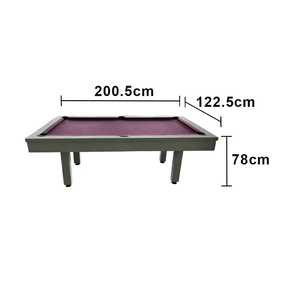 CUETIQ 7FT Outdoor Pool Table - Straight Leg Design Metal Frame Waterproof Billiard Table for Backyard Patio Games - Grey & Purple - Image 5