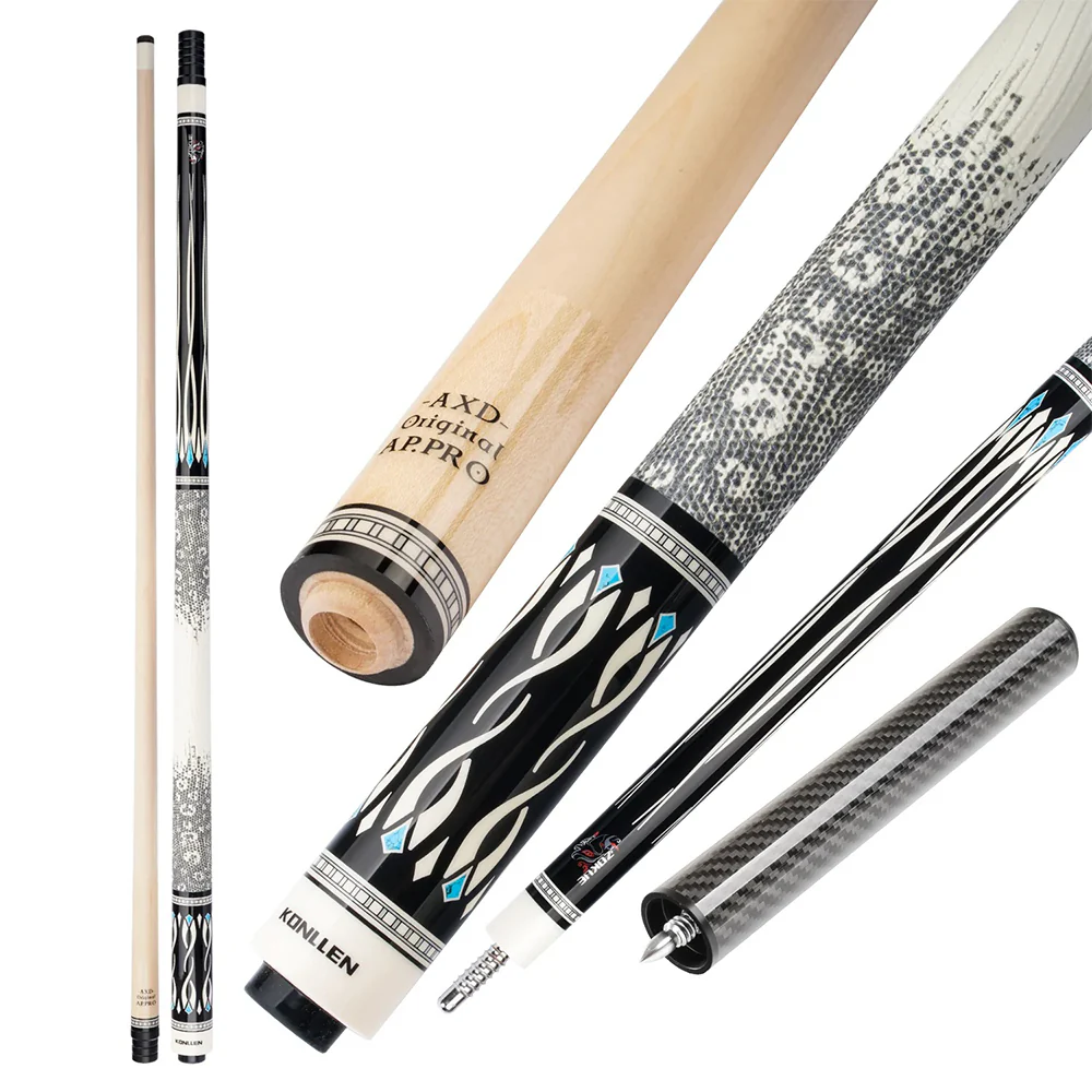 KONLLEN  Premier Professional Dragon-1 18.5-20OZ 2-Piece Pool Cue Maple Wood 147CM Billiard Cue - White&Black - Image 4