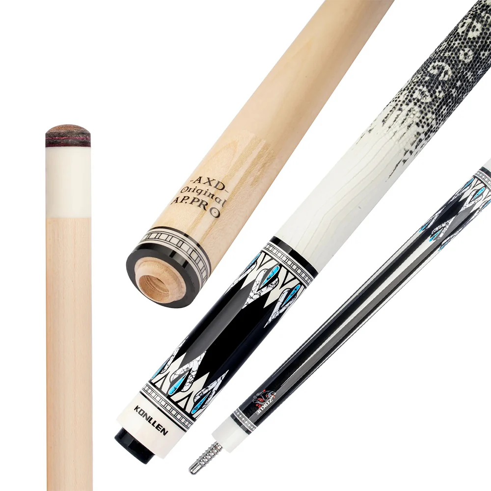 KONLLEN  Premier Professional Dragon-2 18.5-20OZ 2-Piece Pool Cue Maple Wood 147CM Billiard Cue - White&Black - Image 4