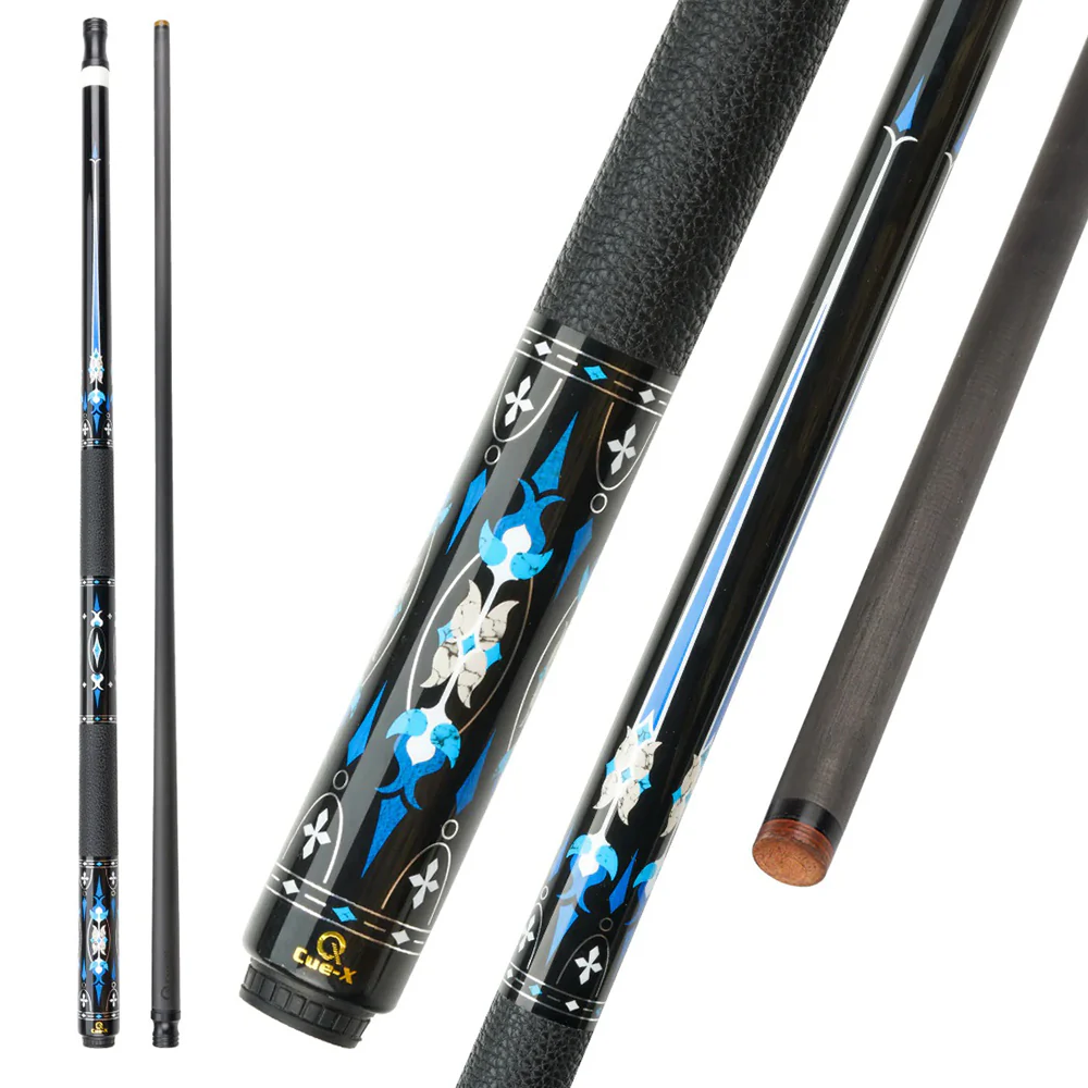 KONLLEN Premier Professional HQ-10F 2-Piece Pool Cue Maple Wood 18.5-20OZ Billiard Cue 147CM - Blue&Black - Image 2