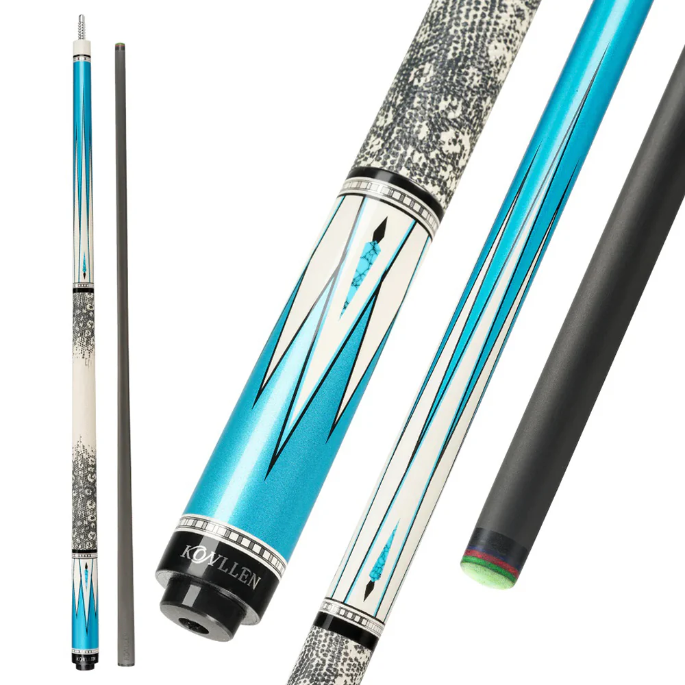 KONLLEN  Premier Professional KL-05 Lowversion 147CM 2-Piece Pool Cue Maple Wood 18.5-20OZ Billiard Cue - Blue&White - Image 4