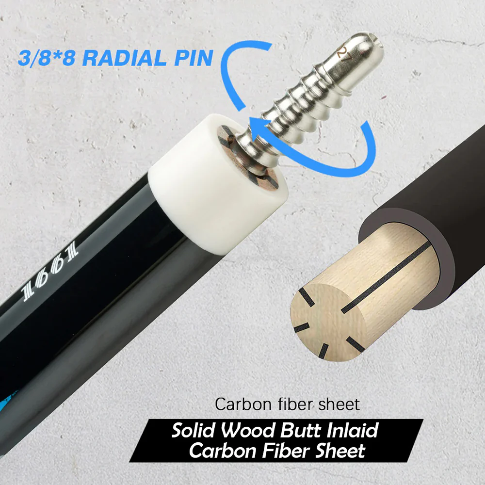 KONLLEN  Premier Professional KL-10BF 18.5-20OZ 2-Piece Pool Cue Maple Wood 147CM Billiard Cue - Light Blue&Black - Image 4