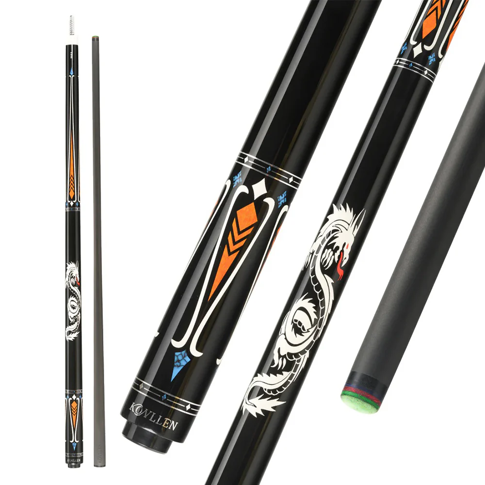 KONLLEN  Premier Professional LW-1 Lowversion 18.5-20OZ 2-Piece Pool Cue Maple Wood 147CM Billiard Cue - Orange&Black - Image 4