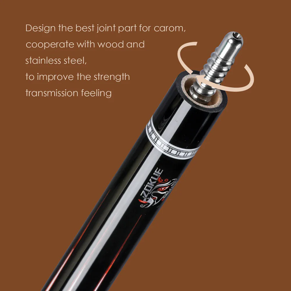 KONLLEN  Premier Professional Zokue-2 2-Piece Carom Cue Maple Wood 18.5-20OZ Billiard Cue 147CM - Red&Black - Image 3