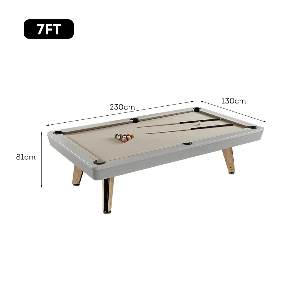 CUETIQ L006 7/8/9FT 3-IN-1 Slate Billiard Table/ Ping-pong Table/ Office Desk Solid Wood Frame - Oak&Grey - Image 9