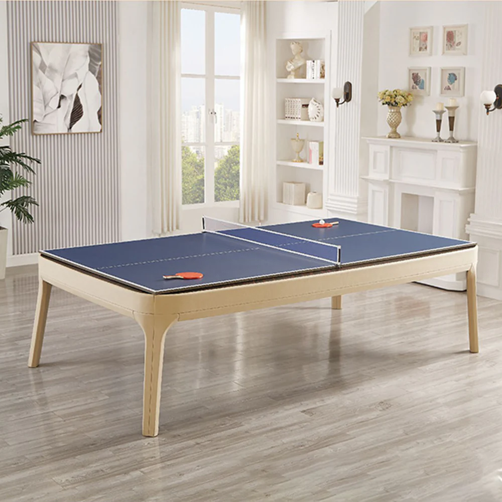 CUETIQ Premium Genuine Leather 7/8/9FT 3-IN-1 Slate Billiard Table/ Ping-pong Table/ Office Desk Solid Wood Frame - Image 15