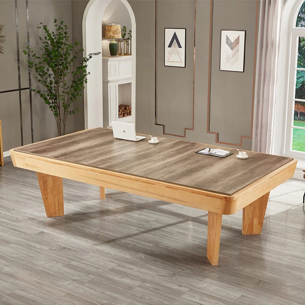 CUETIQ L040 7/8/9FT 3-IN-1 Slate Billiard Table/ Ping-pong Table/ Office Desk Solid Wood Frame - Image 4