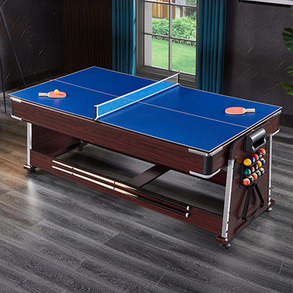 CUETIQ GTM001 7FT 4IN1 Billiard Table/ Ping-pong Table/ Office Table/Air Hockey - Brown - Image 2