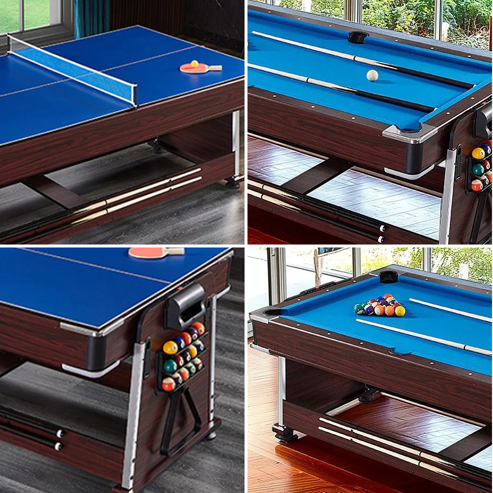 CUETIQ GTM001 7FT 4IN1 Billiard Table/ Ping-pong Table/ Office Table/Air Hockey - Brown - Image 4