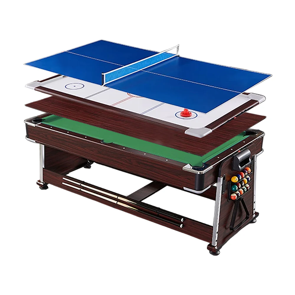 CUETIQ GTM001 7FT 4IN1 Billiard Table/ Ping-pong Table/ Office Table/Air Hockey - Brown - Image 8