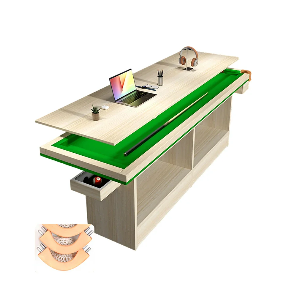 CUETIQ  2-IN-1 MDF Billiard Training Table/Dining Table Auto Ball Return Pool Table - Green - Image 3
