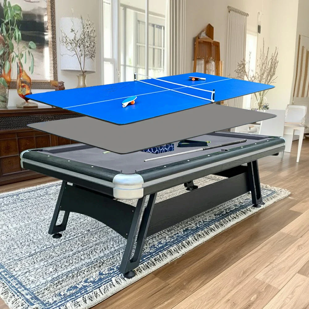 CUETIQ 3-in-1 8FT Iron-Leg Pool Table - Billiards, Table Tennis, Office Desk Combo - Durable, Space-Saving, Modern Design - Image 11