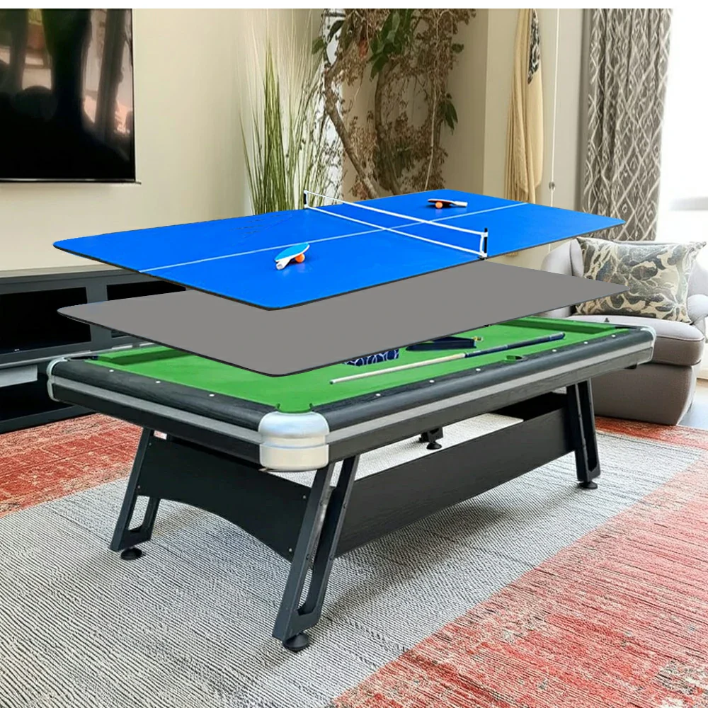 CUETIQ 3-in-1 9FT Iron-Leg Pool Table - Billiards, Table Tennis, Office Desk Combo - Durable, Space-Saving, Modern Design - Image 16