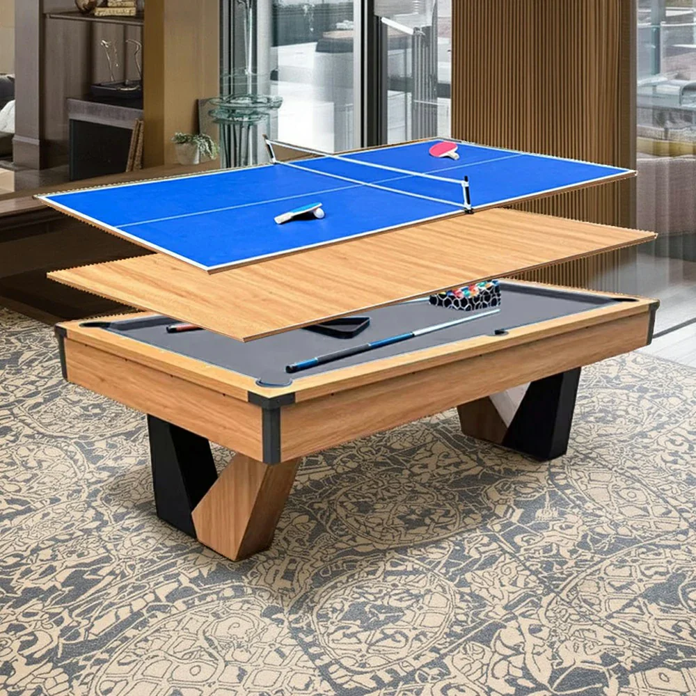 CUETIQ 3-IN-1 8FT MDF Billiard Table/Table Tennis Table/Dining Table W/ Accessories V-Frame Design - Image 18