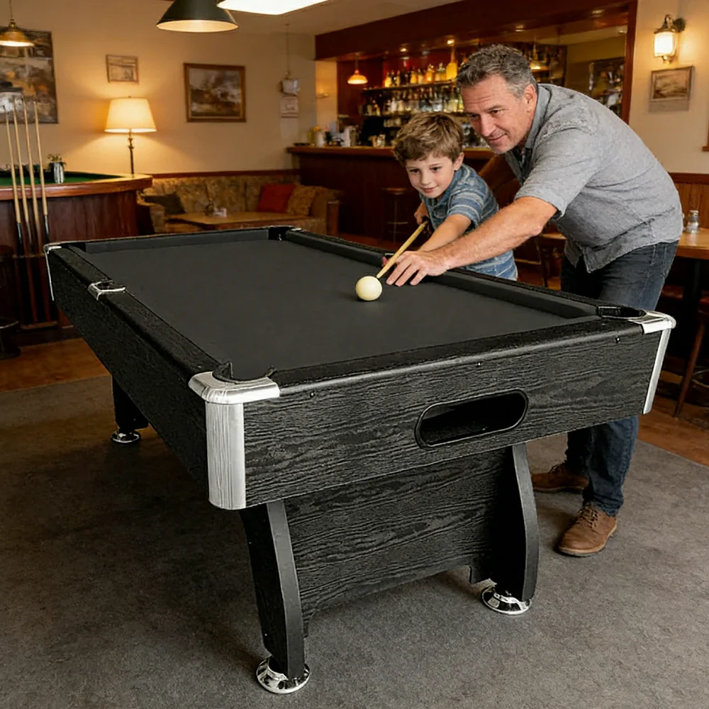CUETIQ 7FT MDF Pool Snooker Billiard Table with Accessories Pack - Black Frame - Image 18