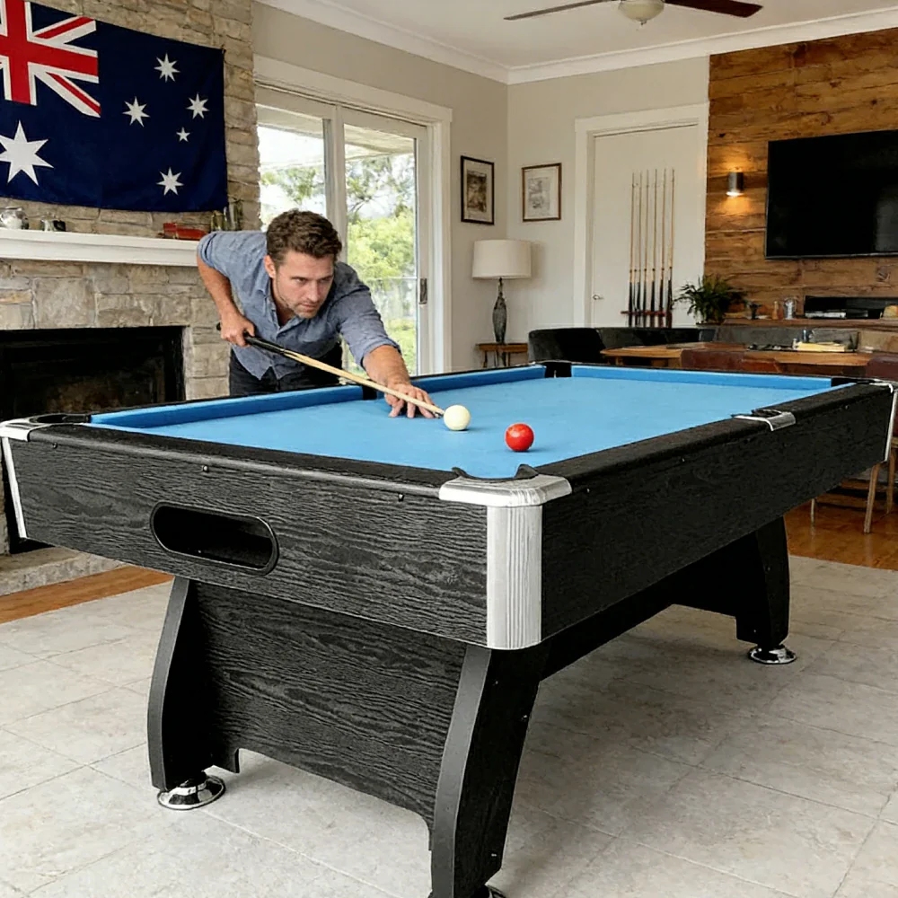 CUETIQ 7FT MDF Pool Snooker Billiard Table with Accessories Pack - Black Frame - Image 4