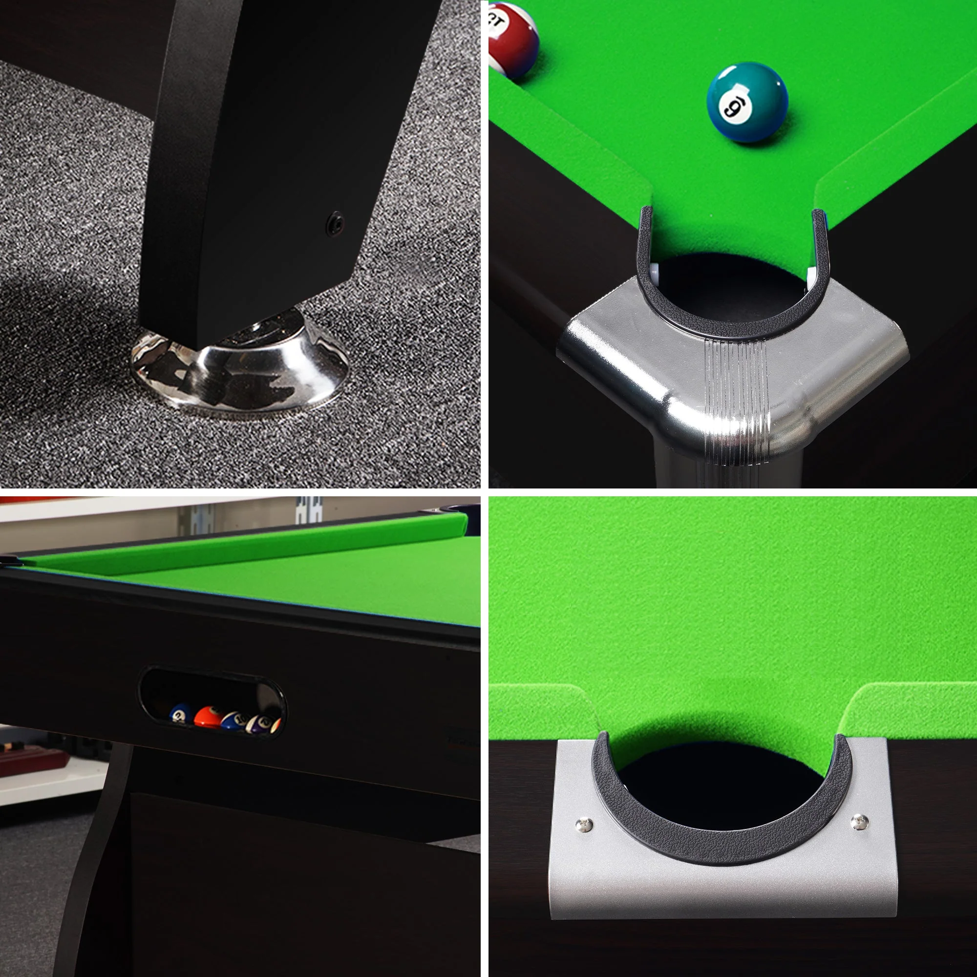 CUETIQ 8FT MDF Black Frame Pool Snooker Billiard Table with Accessories Pack - Image 5