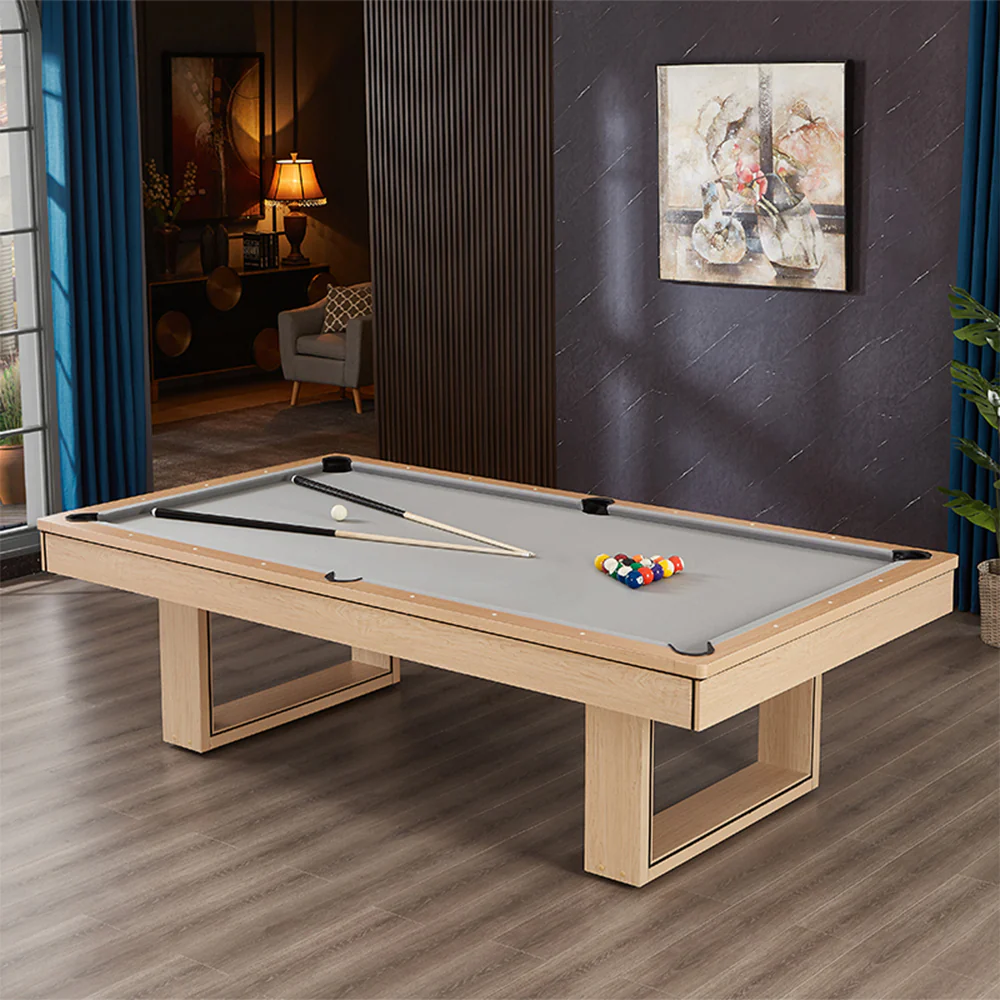 CUETIQ 8FT 3-IN-1 Simple Modern Pool Table/Billiards Table/Pingpong Table/Dining Table with Free Accessories - Oak Finish - Image 18