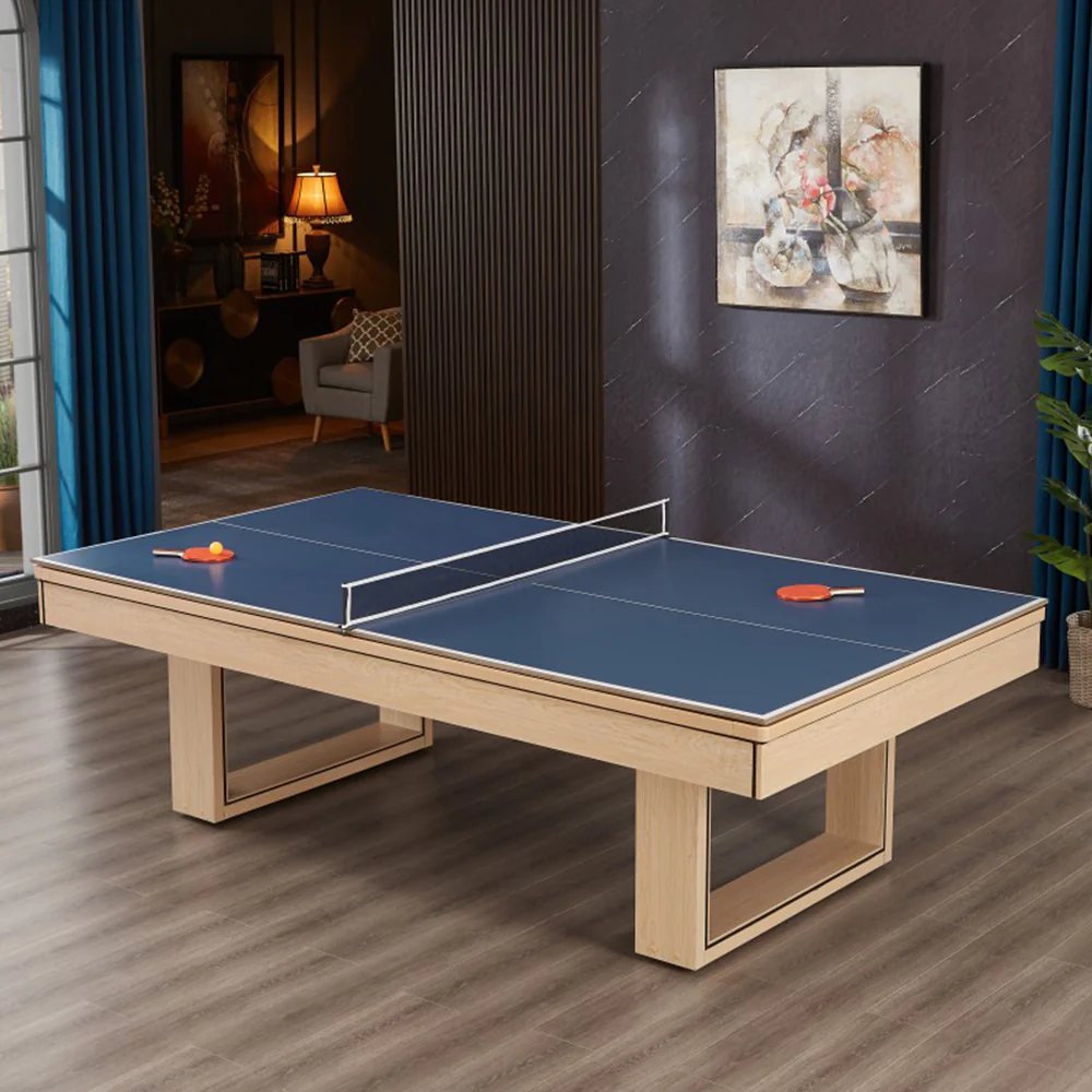 CUETIQ 8FT 3-IN-1 Simple Modern Pool Table/Billiards Table/Pingpong Table/Dining Table with Free Accessories - Oak Finish - Image 19