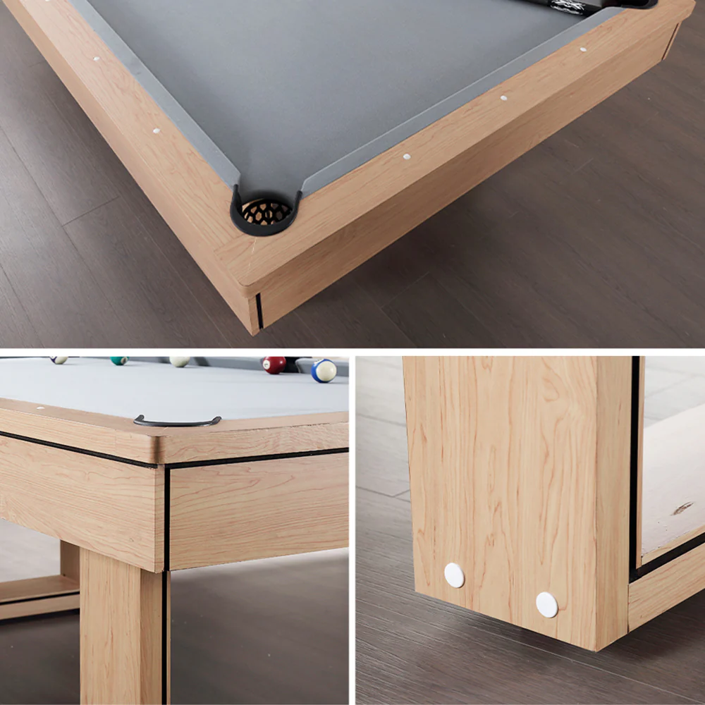 CUETIQ 8FT 3-IN-1 Simple Modern Pool Table/Billiards Table/Pingpong Table/Dining Table with Free Accessories - Oak Finish - Image 20