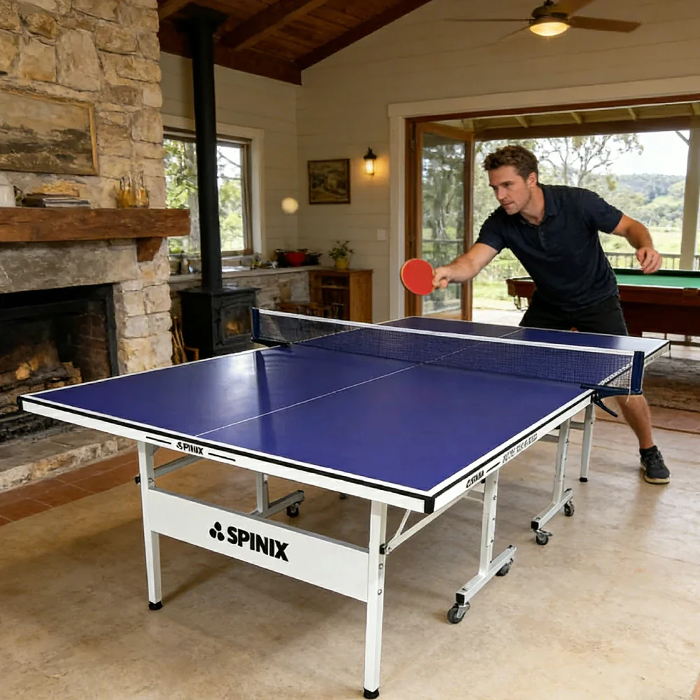 SPINIX Rollaway 13mm Indoor Black&Blue  Foldable Solo Play Table Tennis Pingpong Table-Bats Balls Net - Image 8