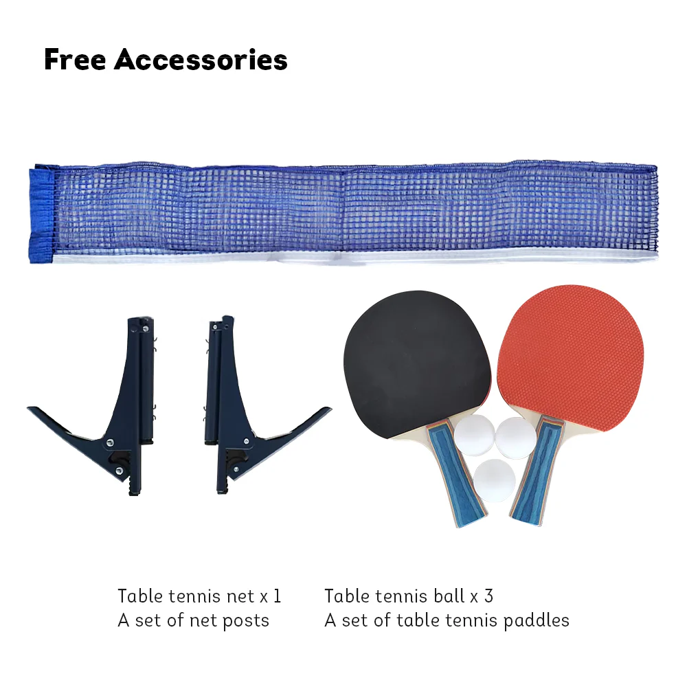 SPINIX Rollaway 13mm Indoor Black&Blue  Foldable Solo Play Table Tennis Pingpong Table-Bats Balls Net - Image 7