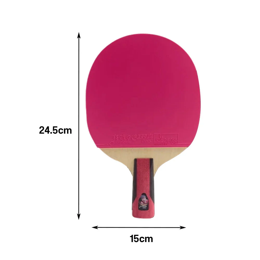 DHS 6-Star Penhold Table Tennis Paddle - 7-Ply Pure Wood PRO Offensive Blade, Hurricane 3 + Hurricane 9 Spin & Speed - Pink - Image 5