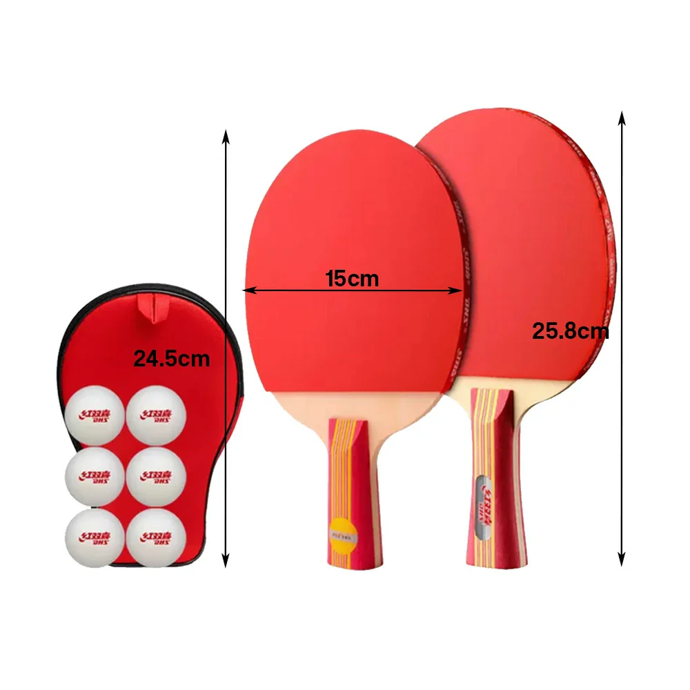 DHS Type II Kids Table Tennis Set - 2 Shakehand Paddles + 6 Balls & Case, Easy Control for Recreation & Training - Red - Image 5