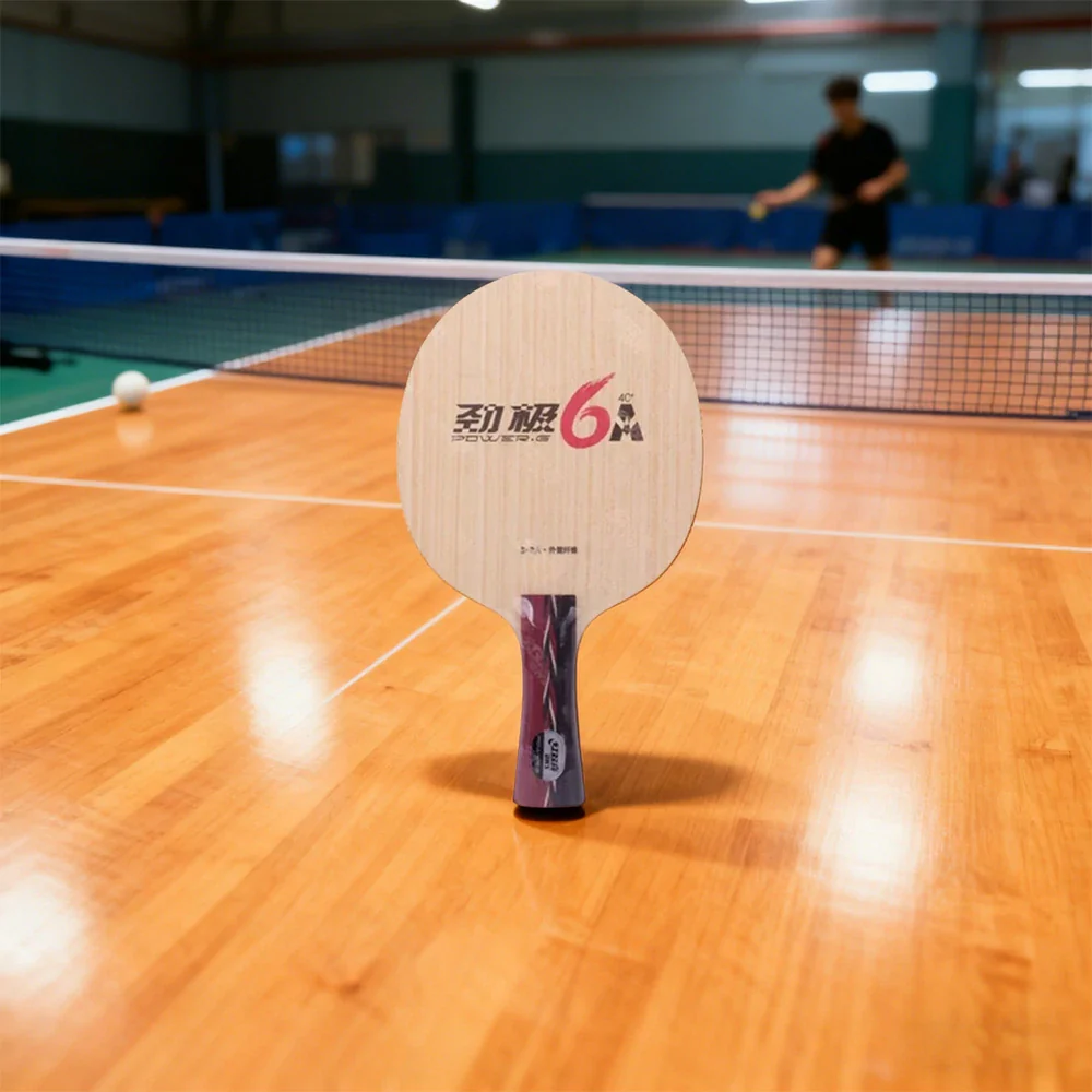 DHS 6A Shakehand Table Tennis Paddle Set - 5+2A Fiber Blade with Hurricane 3 & TinArc 5, Hard Feel & High Elasticity - Includes Case & Balls - Red - Image 2