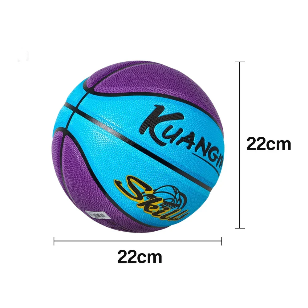 DUNK MASTER Basketball 5# Quick Rebound, Durable Nylon Bladder – Deep Channel Grip, Anti-Slip Texture, For Kids Aged 3-12 - Blue&Purple - Image 5