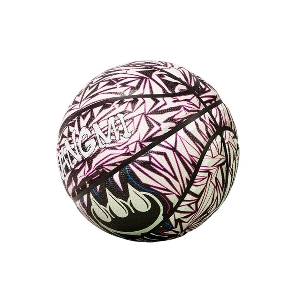 DUNK MASTER Basketball 7# - Quick Rebound, Durable Butyl Bladder - Non-Slip, Moisture-Wicking Leather, 3D Luminous Logo - Black&Purple