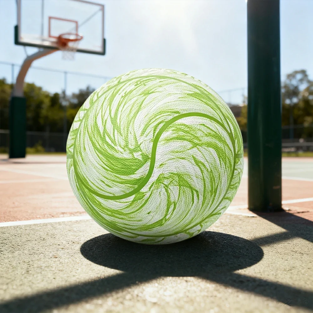 DUNK MASTER Basketball 7# – Soft Rebound, Durable PU Leather – Deep Channel Grip, Non-Slip, High Air Retention - Green - Image 2