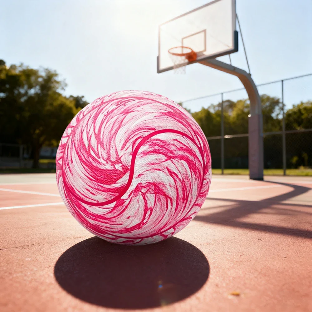 DUNK MASTER Basketball 7# – Soft Rebound, Durable PU Leather – Deep Channel Grip, Non-Slip, High Air Retention - Pink - Image 4