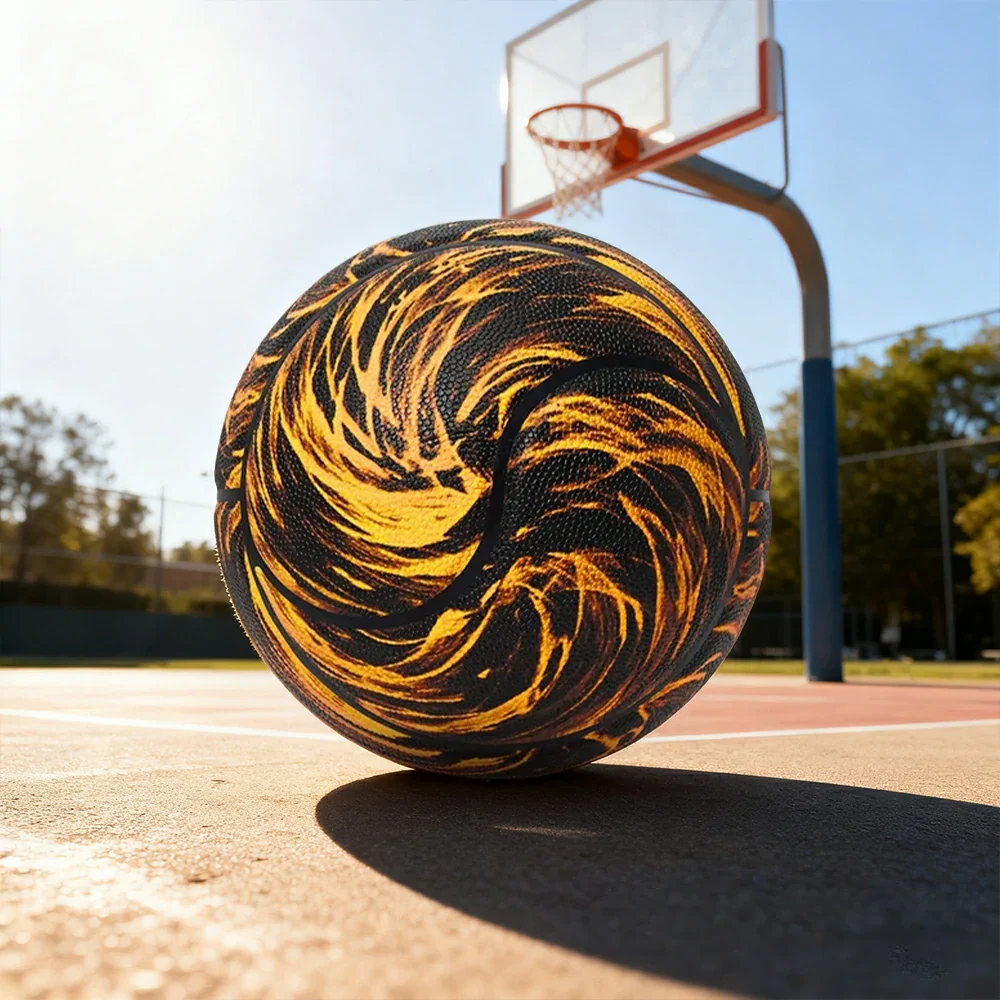 DUNK MASTER Basketball 7# – Soft Rebound, Durable PU Leather – Deep Channel Grip, Non-Slip, High Air Retention - Gold - Image 2