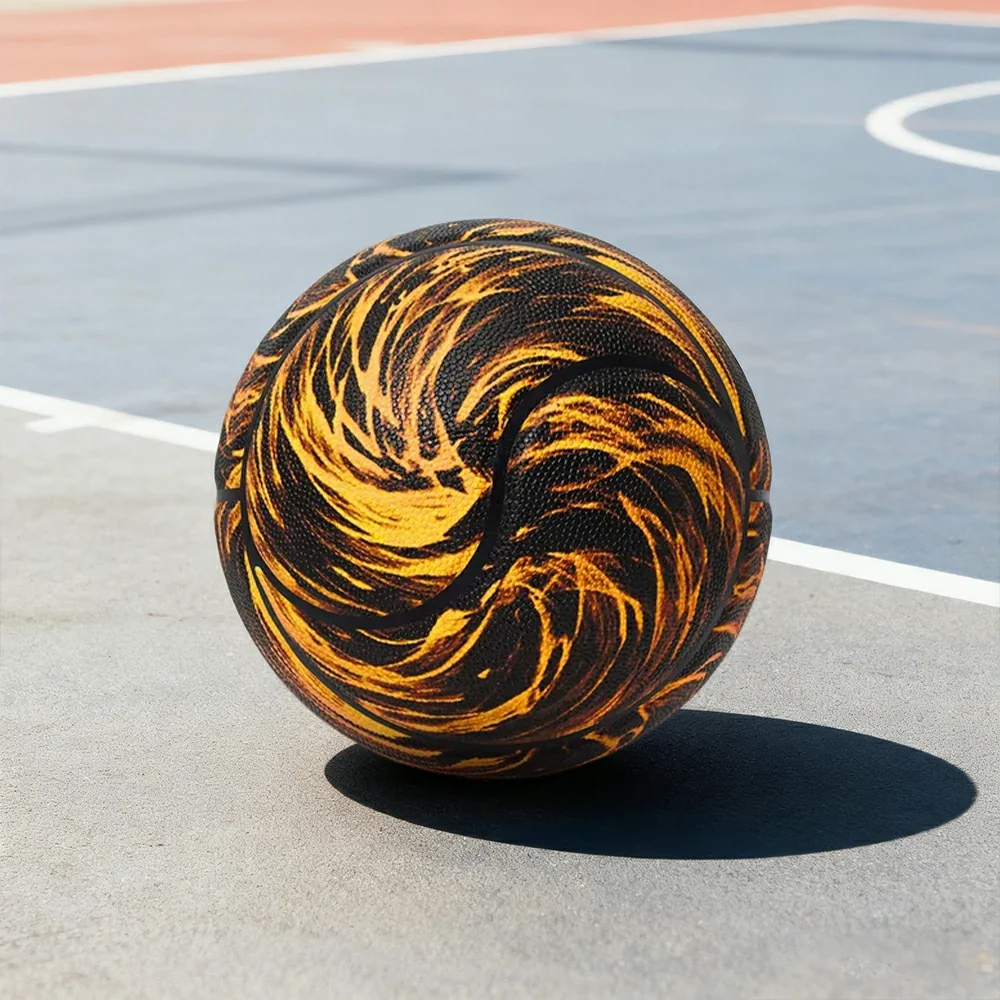 DUNK MASTER Basketball 7# – Soft Rebound, Durable PU Leather – Deep Channel Grip, Non-Slip, High Air Retention - Gold - Image 4