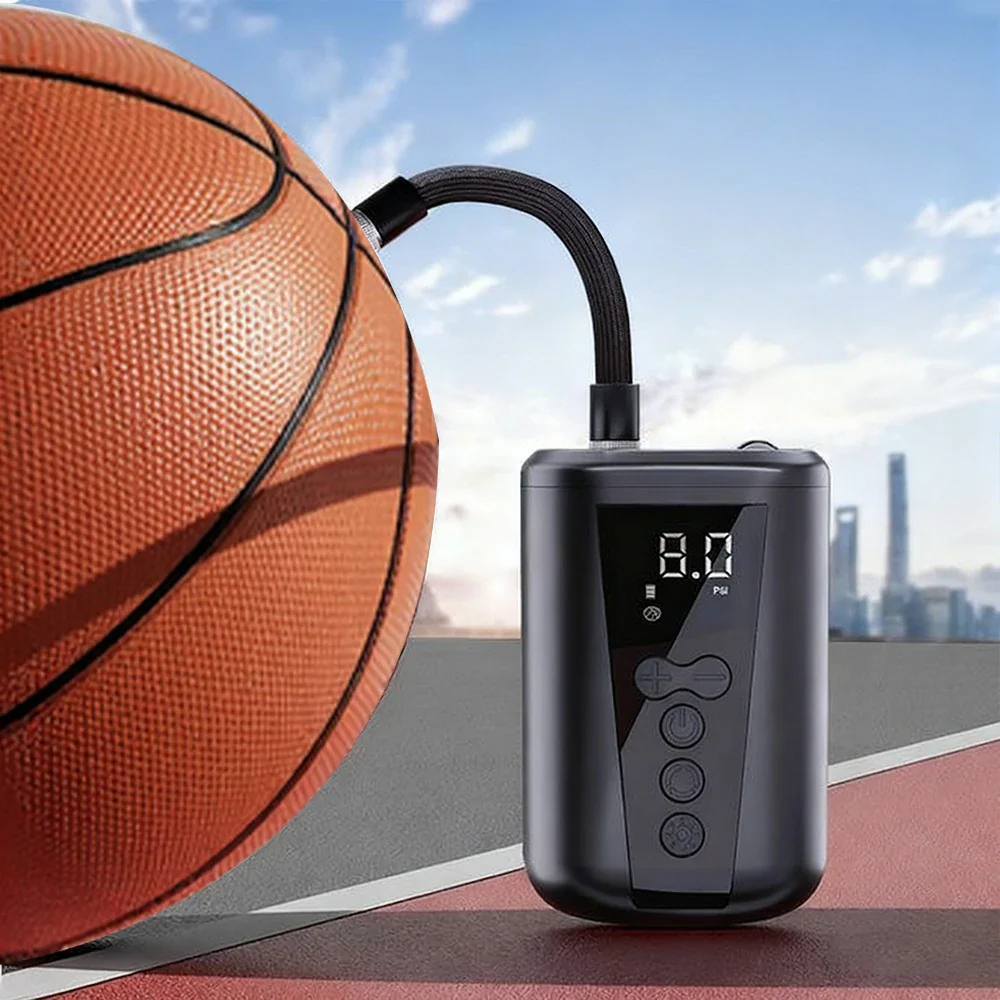 DUNK MASTER Smart Electric Ball Pump – Pressure Monitoring, Auto Stop Inflation, LED Emergency Light – Type-C Rechargeable, Portable Design with Storage Bag - Image 2