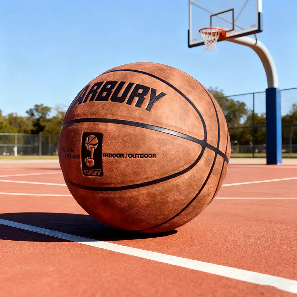 DUNK MASTER Basketball 7# – Soft Rebound, Durable Suede Leather – Wide Channel Grip, Moisture-Wicking, High-Quality Bladder - Yellow - Image 2