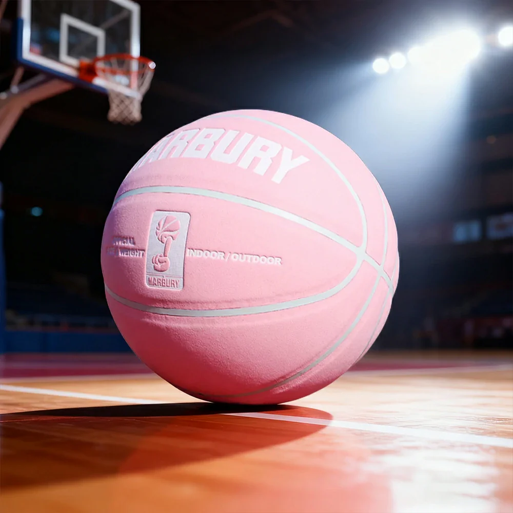 DUNK MASTER Basketball 7# – Soft Rebound, Durable Suede Leather – Wide Channel Grip, Moisture-Wicking, High-Quality Bladder - Pink - Image 4