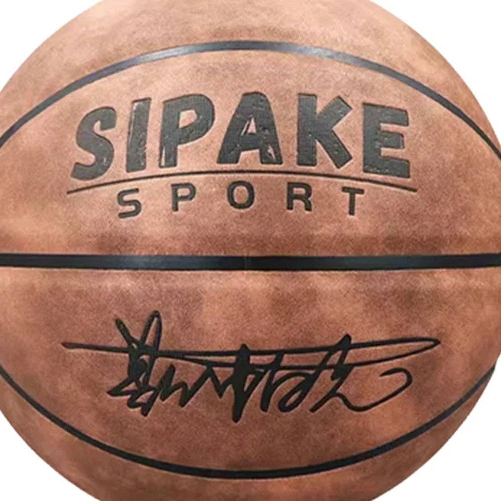 DUNK MASTER Basketball 7# – Soft Rebound, Durable Suede Leather – Wide Channel Grip, Moisture-Wicking, High-Quality Bladder - Brown - Image 3