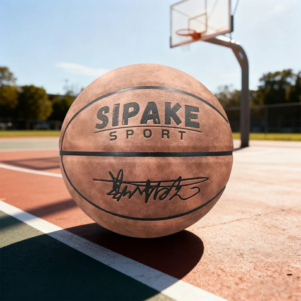 DUNK MASTER Basketball 7# – Soft Rebound, Durable Suede Leather – Wide Channel Grip, Moisture-Wicking, High-Quality Bladder - Brown - Image 4