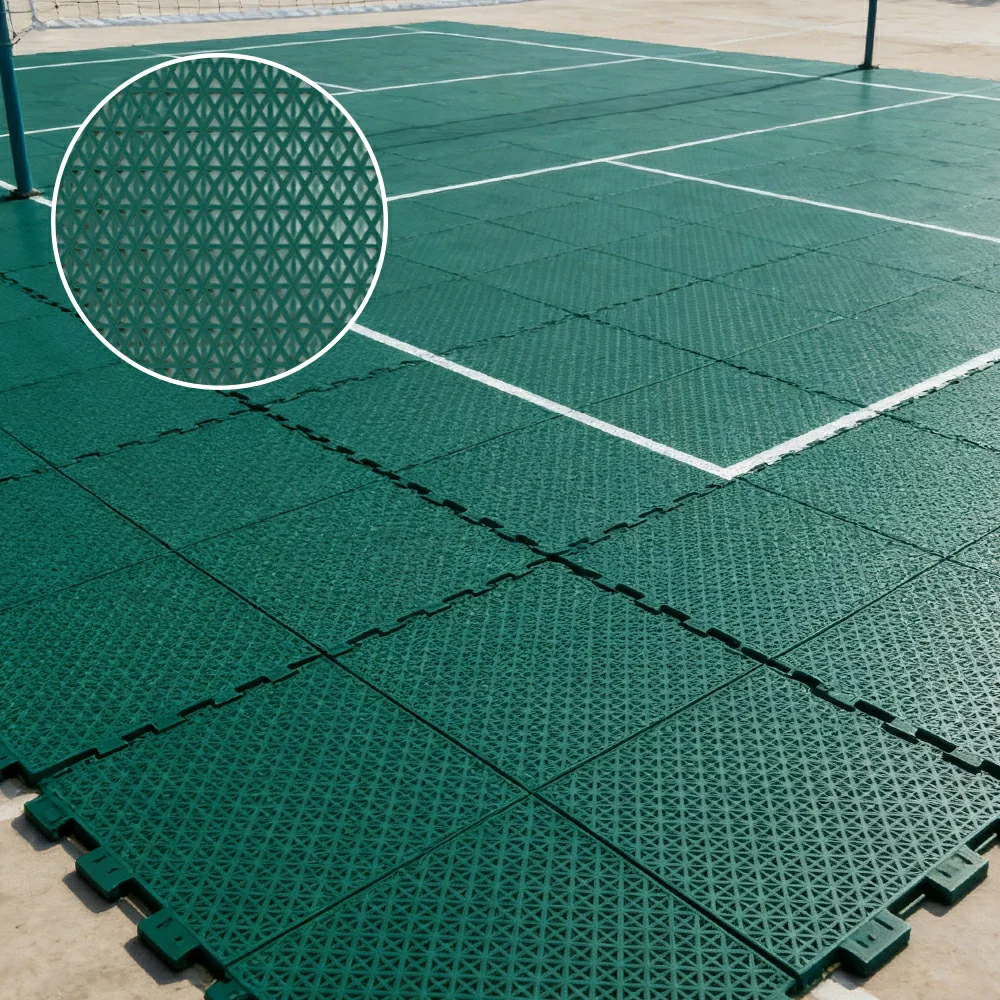 DUNK MASTER Interlocking Sports Floor Tiles - Double Layer Anti-Slip Basketball Court Flooring Modular Tiles 10/20/30 Square Meters - Dark Green - Image 4