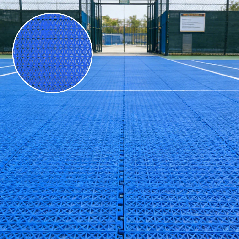 DUNK MASTER Interlocking Sports Floor Tiles - Double Layer Anti-Slip Basketball Court Flooring Modular Tiles 10/20/30 Square Meters - Royal Blue - Image 2