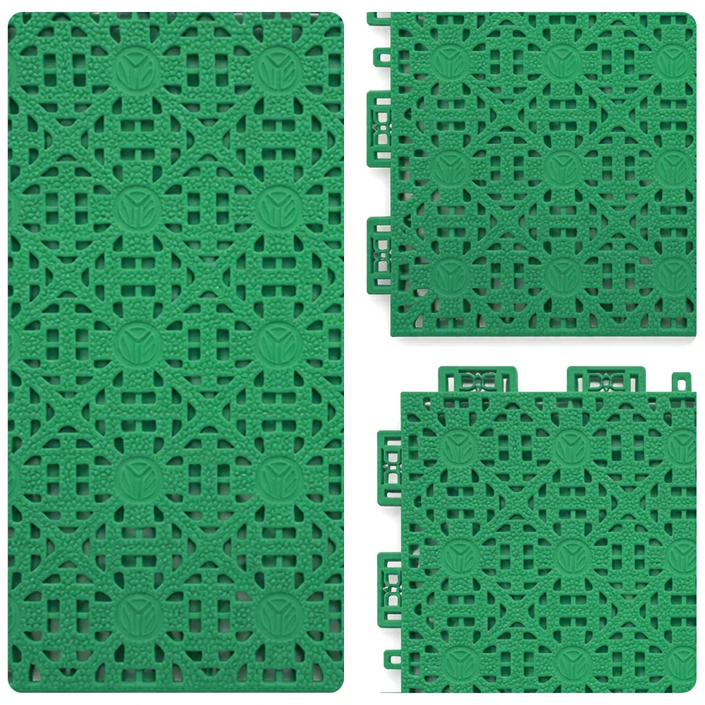 DUNK MASTER Interlocking Sports Floor Tiles - Anti-Slip Shock Absorbing Modular Court Flooring for Basketball Courts 10/20/30 Square Meters - Grass Green - Image 3