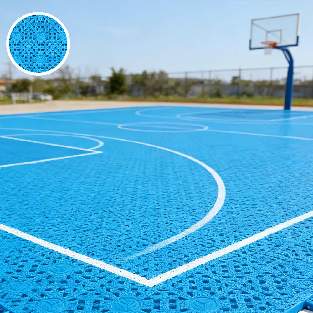 DUNK MASTER Interlocking Sports Floor Tiles - Anti-Slip Shock Absorbing Modular Court Flooring for Basketball Courts 10/20/30 Square Meters - Blue - Image 4