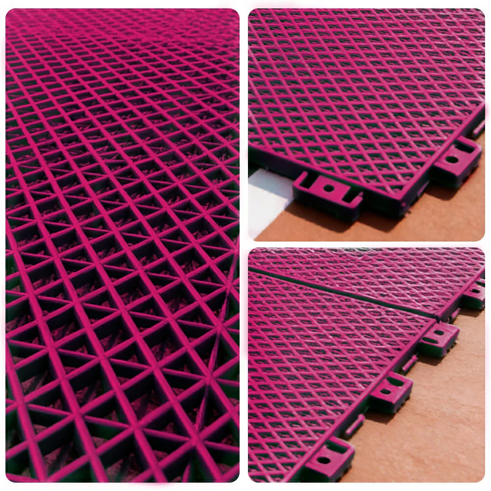 DUNK MASTER Interlocking Sports Floor Tiles - Double Layer Anti-Slip Basketball Court Flooring Modular Tiles 10/20/30 Square Meters - Rose Red - Image 3