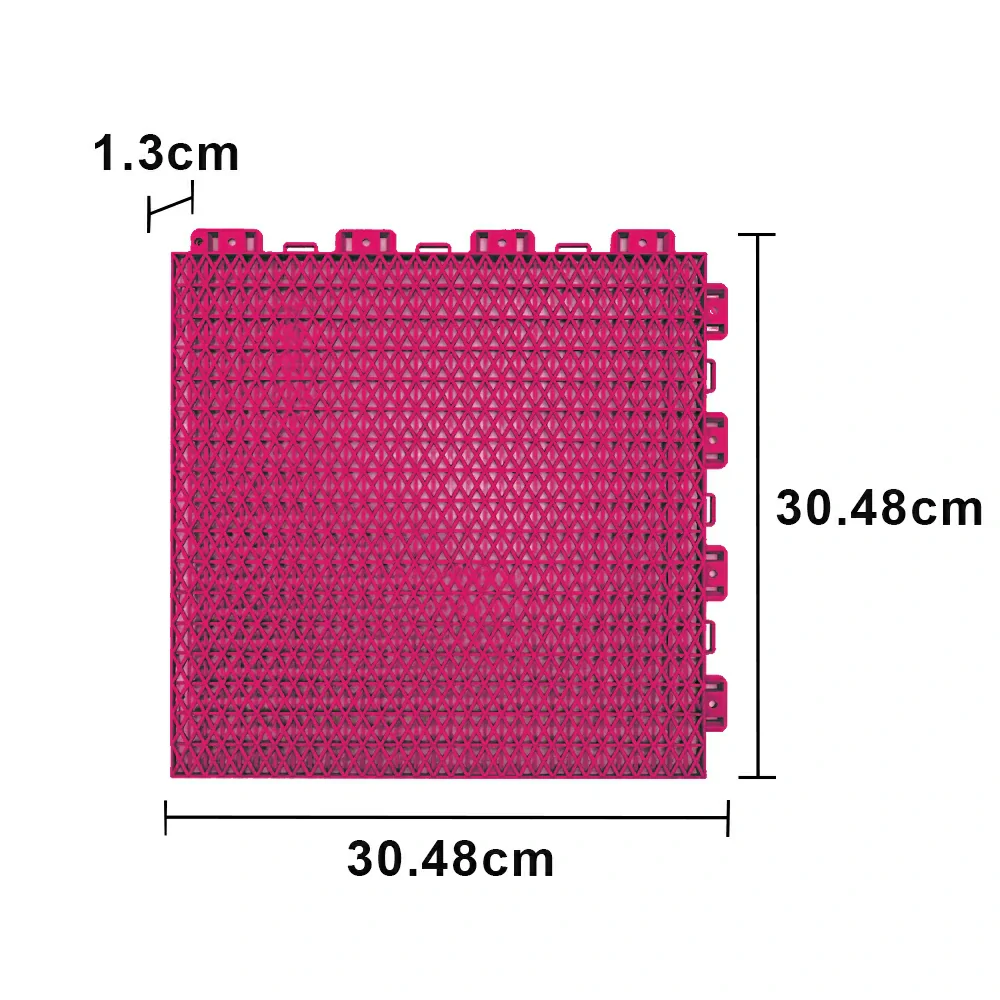 DUNK MASTER Interlocking Sports Floor Tiles - Double Layer Anti-Slip Basketball Court Flooring Modular Tiles 10/20/30 Square Meters - Rose Red - Image 5