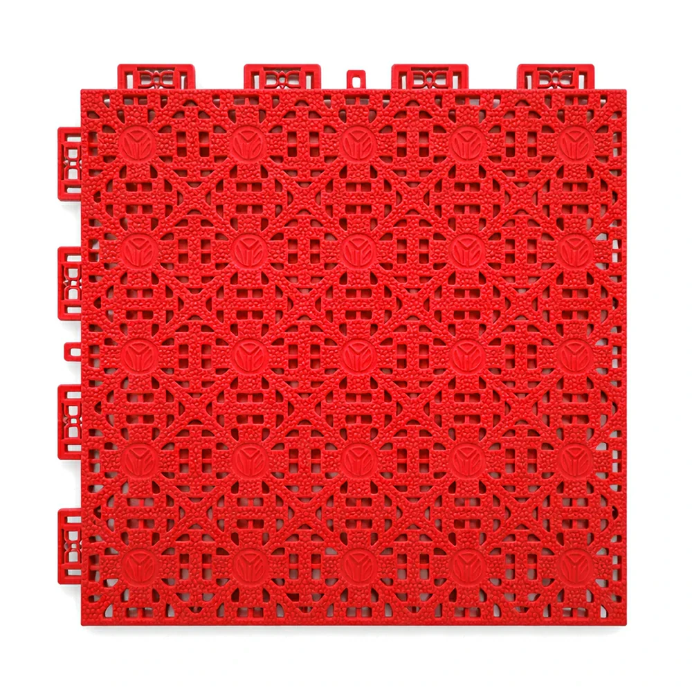 DUNK MASTER Interlocking Sports Floor Tiles - Anti-Slip Shock Absorbing Modular Court Flooring for Basketball Courts 10/20/30 Square Meters - Red