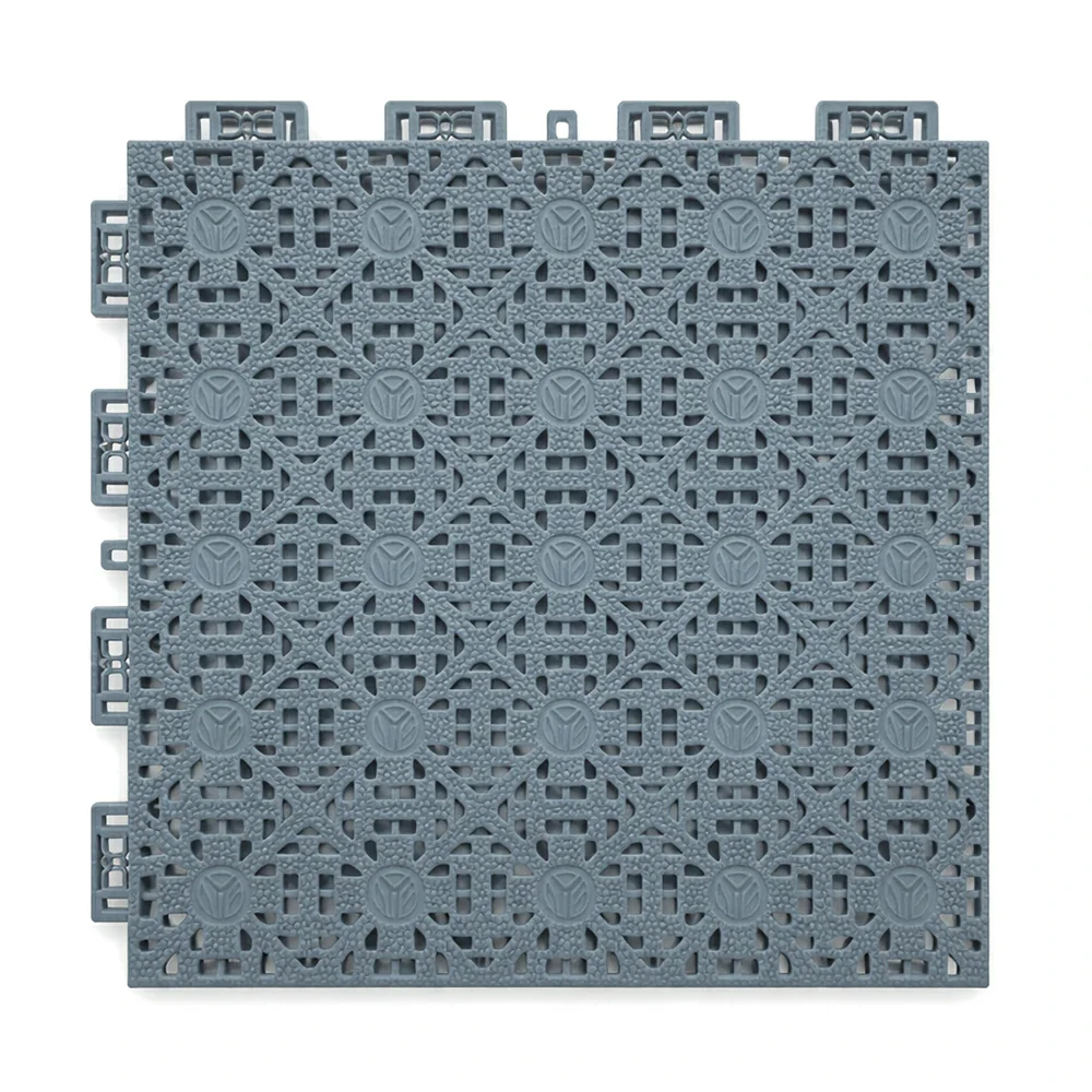 DUNK MASTER Interlocking Sports Floor Tiles - Anti-Slip Shock Absorbing Modular Court Flooring for Basketball Courts 10/20/30 Square Meters - Light Grey
